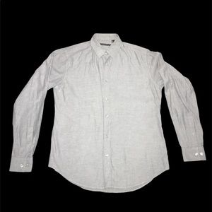 (M) Gray Theory Long-Sleeve Button-up Dress Shirt